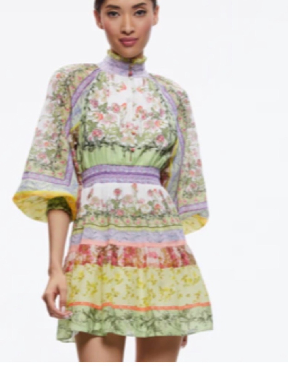 Floral Tiered Mini Dress in Pastel Multicolor